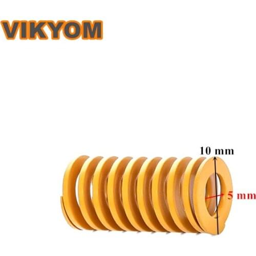 Spiral Stamping Compression Die Spring InnerxOuter Diameter 10mmx5mm Lightest Load Yellow Alloy Steel Mould Coil Spring