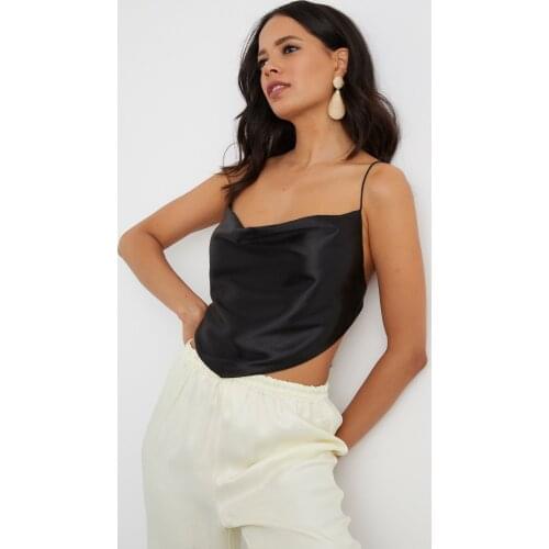 Womens Black Bandana Crop Blouse 2021 New Season Summer Fashion Trend Different Model Sexy Casual Ladies Crop Tops