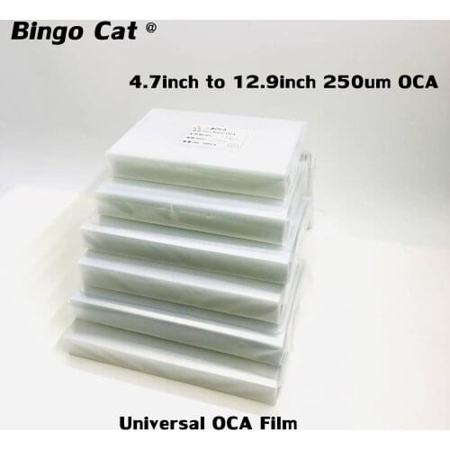50pc 250um Universal Size OCA 5 5.5 6.0 6.3 6.5 6.6 6.8 7.0 7.9 For Mitsubishi Can Cut For Any Phone Optical Clear Adhesive Film