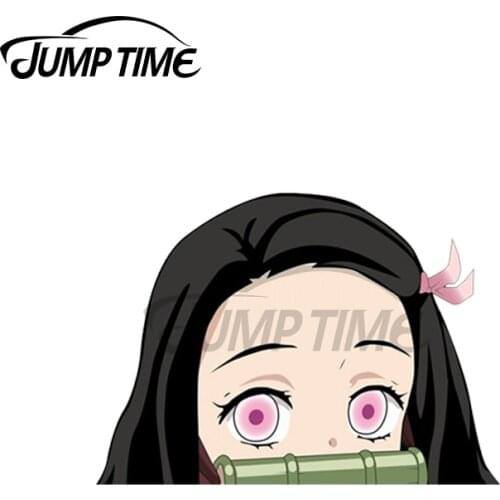 Jump Time 13 x 8.5cm For Nezuko Kamado Anime Peeker Demon Slayer Waterproof Car Sticker Graffiti Decal Occlusion Scratch Decor