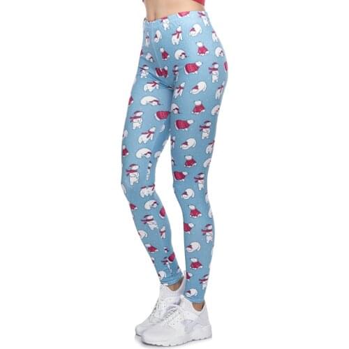 High Quality Women Legging Christmas Polar Bears Printing Leggings Fitness Slim High Waist Woman Pants