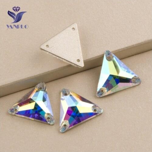 YANRUO Top 3270 Triangle Crystal AB Sew On Stone Glass Rhinestones Application For Hair Clothes Sewing on Clothing