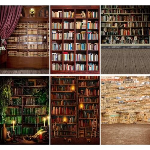 Mystery Bookshelf Backdrop Kids Photography Magic Props Library Study Child Photo School Blackboard Stand Background Photostudio