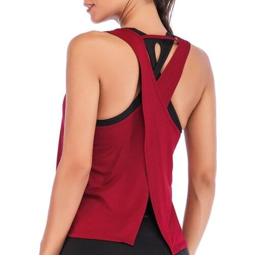 Yoga Shirts Sports Top Women Round Neck Cross Back Fitness Running Shirt Women Yoga Crop Top For Sports T-Shirts Sportswear