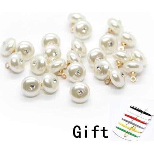10mm Diamond Round Faux Pearl Shirt Button For Clothing Women Vintage Cardigan Collar Decor Small Sewing Accessories Wholesale