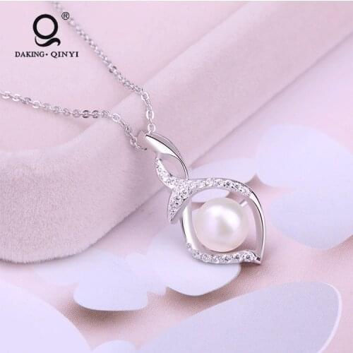Lady 925 Sterling Silver Freshwater Pearl Pendant Necklace For Women Girls