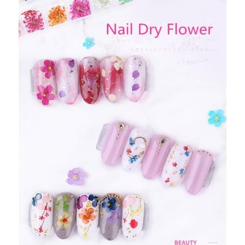 1 Box Dried Flowers Nail Art Decorations Natural Floral Sticker 3D Dry Plants For Beauty Polish Manicure Accessories