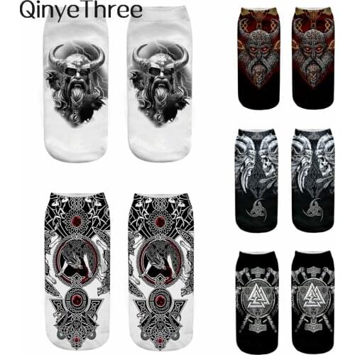 1Pair Latest Cool Viking Symbol 3D Printed Socks Men Street Hip-Hop Adventurous Unisex Socks For EU 34-40 Hot Sale Dropship