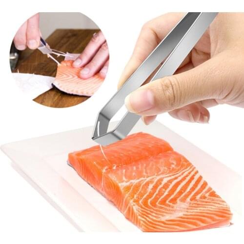 1 PC Stainless Steel Fish Bone Tweezers Pincer Clip Puller Remover Tongs Fish Bone Plucking Clamp Kitchen Gadgets Tools