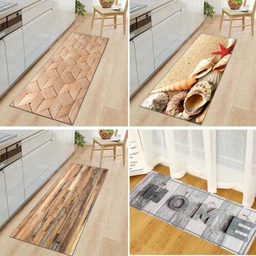 1PC 40x120cm Wood Grain Bathroom Door Water-Absorbing Anti-skid Floor Mat Home Entrance Door Mat Kitchen Bedroom Carpets