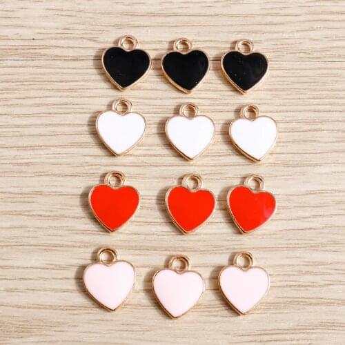 10pcs 10*12mm Enamel Love Heart Charms for Jewelry Making DIY Pendant Necklaces Drop Earrings Bracelets Keychain Jewelry Finding