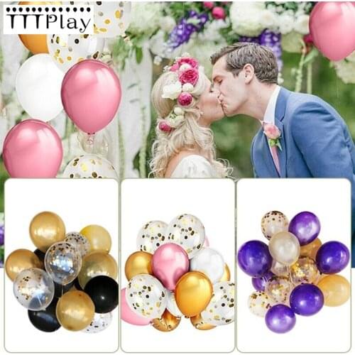 15pcs 12inches of confetti balloons 2.8g latex balloons gold pink purple holiday parties wedding room decoration ballon supplies