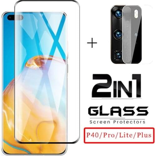 2 in 1 protective Glass For huawei p40 pro 5G plus pro+ p 40 lite light p40lite E p40pro 40lite 40pro camera lens tempered Film