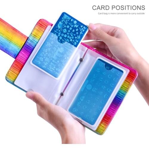 3colors Holographic Nail Stamping Plate Holder 20slots Nail Art Plates Case Bag Album Storage For 6.5*12.5cm Rectangle Stencil