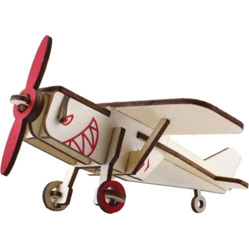 DIY 3D Wooden Puzzle Educational Toys for Children Aircraft Model Assembly Toy Gift for Boys Girls