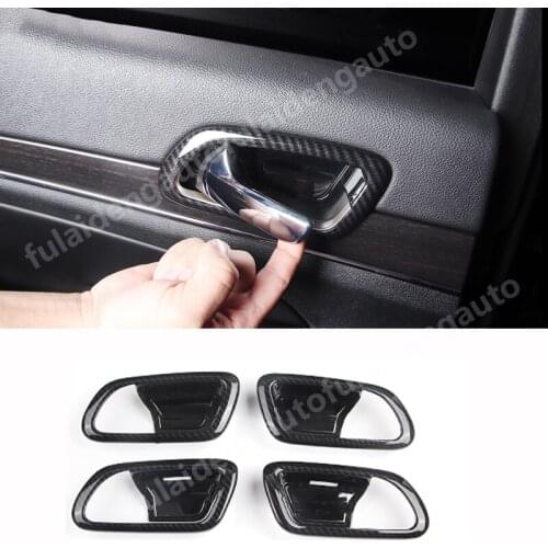 4pcs For Jeep Grand Cherokee 2014-2018 ABS Carbon Fiber Interior Door bowl cover trim Car Styling Accessories