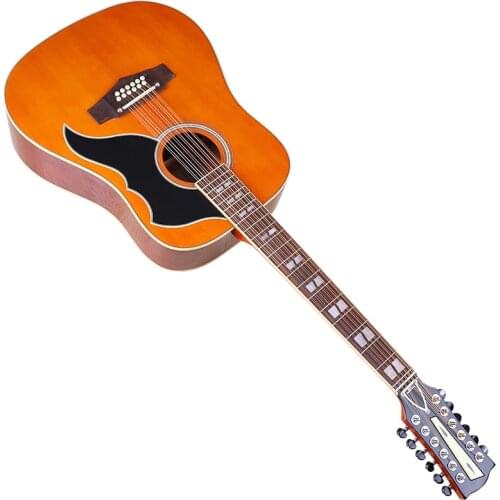 Solid Wood Spruce & Solid Wood Flame Maple Skin Round Back Electric Acoustic Guitar 41 Inch Natural Color 6 Strings Folk Guitar