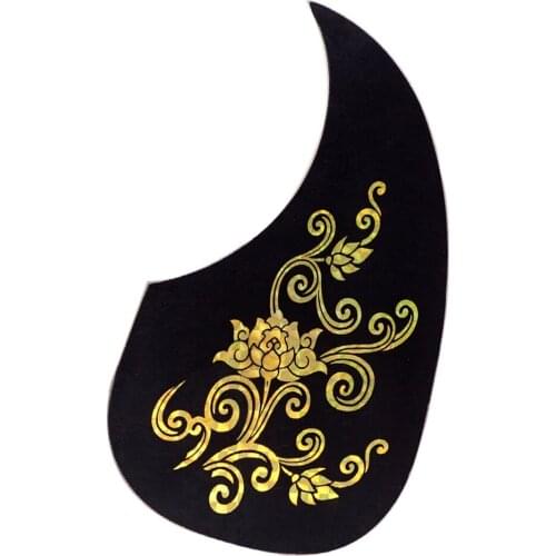 Acoustic Folk Guitar Pickguard for Acoustic Guitar Parts Golden Flower 7.13x3.74inch