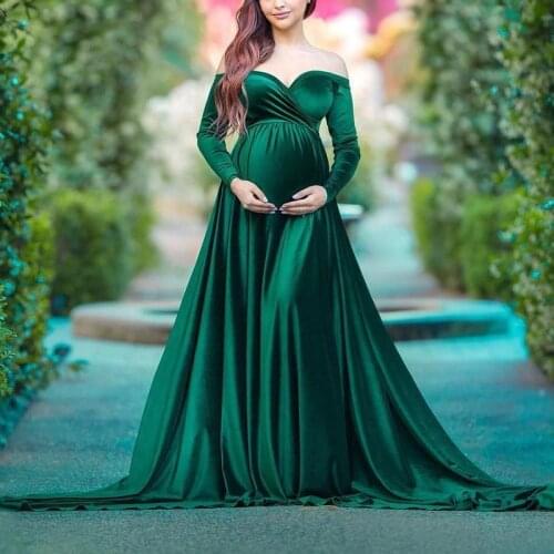 Velvet Maternity Dress A Line Maternity Gown for Photoshoot Boudoir Lingerie Robe Bathrobe Nightwear Babydoll Pregant Women Wear
