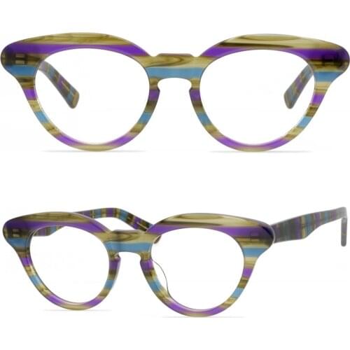 Belight Optical Vintage Retro Japan Design Butterfly Shape Thick Acetate Spectacle Frame with Rivet Precription Lens MA21002