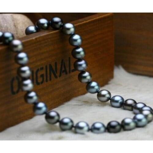 Free shipping stunning11-12mm tahitian peacock green multicolor pearl necklace 18inch AAA