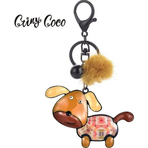 New arrival Yellow Enamel Dog Keychains for Women Girls Gifts Charms Animal Metal Key Chains Keyrings Fashion Car Bag Pendants