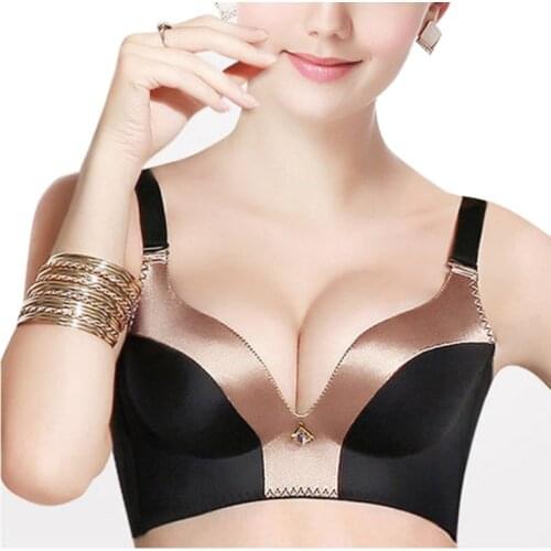 Women Deep V-neck Sexy Bra Brassiere Seamless Underwear Comfy Push Up Plunge Enhancer Side Support Bra
