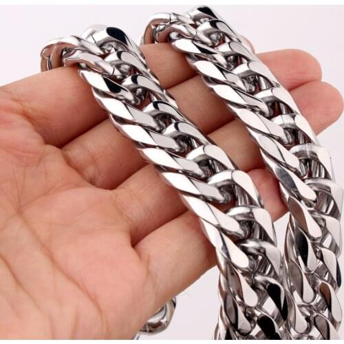 9/11/13/16/19/21mm Wide Sporty Cool Stainless Steel Silver Color Cuban Curb Link Chain Men Women Necklace Or Bracelet Jewelry