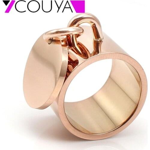 COUYA 2018 Rose Gold Cute Sweet Romantic Wedding Bride Bridesmaid Round Ring Stainless Steel Waterproof Fashion Jewelry 3 Color