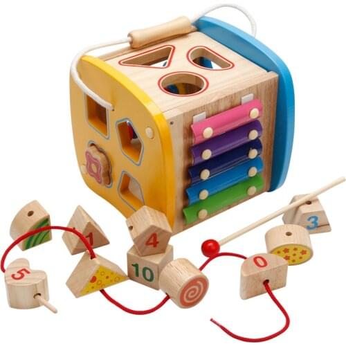 Baby Wooden Toy For Children Wood Classic Multi Shape Sorter Block For Kids Gift Wooden Multi-function Box Christmas Present