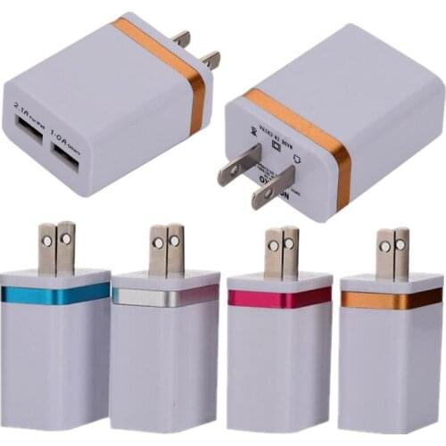 50pcs 5V 2.1+1A Double USB AC Travel US Wall Charger Plug Dual Charger For iphone for Samsung Galaxy S10 Smart Phone Adapter