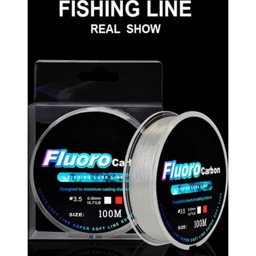100M Fluorocarbon Fishing Line 4-34LB 0.14mm-0.5mm Carbon Fiber Coating Leader Line Fishing Sinking Line Lure Leader Line