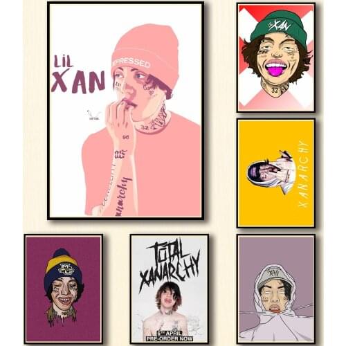 WTQ Canvas Painting Retro Poster Rapper Lil Xan Wall Decor Wall Art Picture for Living Room Decoration Home Deco