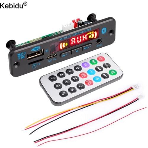 Kebidu 5V 12V Bluetooth 5.0 Wireless MP3 Player Decoder Board Car FM Radio Module Support TF USB AUX with Remote Control