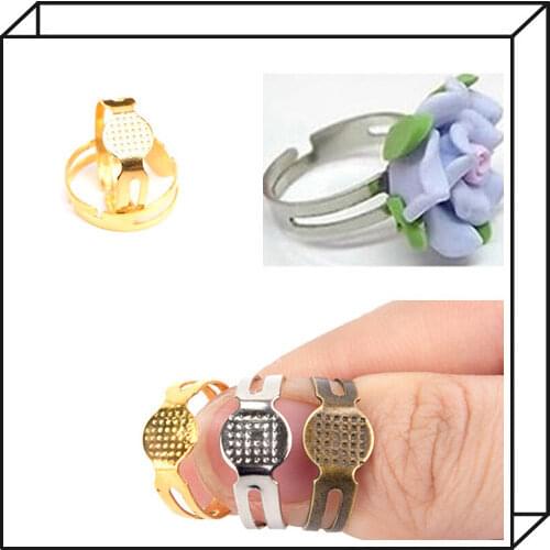 50pcs Adjustable Rings Base Blanks Ring Settings For Jewelry 8mm Flat Pad Bases Ring Finding Blank Making Diy Accessories Ring