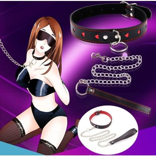 BDSM Dog Slave Accessories Leather Bondage Sex Collar With Leash Chain Puppy Play Pet Role Play Pup Neck Collar Erotic Sex Tools