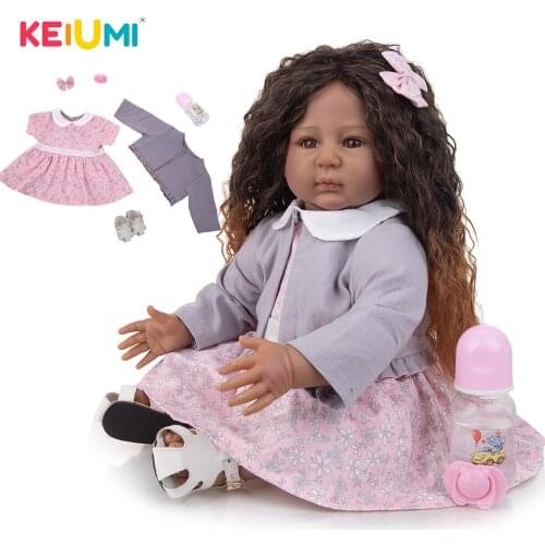 KEIUMI 55CM Cute Cloth Body Reborn Baby Doll Many Accessories Soft Touch Reborn Babie For Childrens Toys