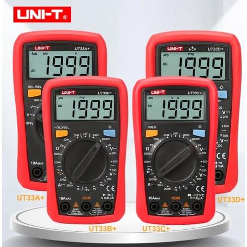 UNI-T UT33A+ /UT33B+ /UT33C+ /UT33D+ Palm Size Multimeter Resistance Measure LCD AC DC 2mF Capacitance NCV Tester Backlight