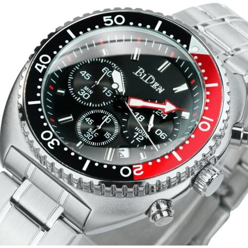 BIDEN Multifunction Sport Watches Mens 2021 Luxury Watch for Men Quartz Wristwatches Luxury Stainless Steel Strap montre homme