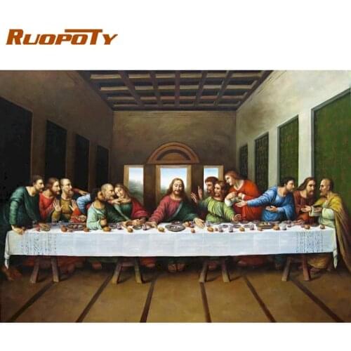 RUOPOTY 60×75cm Painting By Numbers The Last Supper On Canvas Coloring By Numbers Diy Kits Home Decor DIY Artcraft
