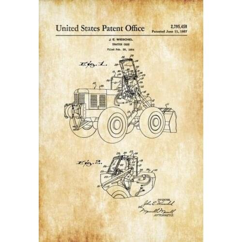 Print Wall Decor Tractor Decor Tractor Art Classic Car Tractor Cab Patent Equipment Patent Tractor Blueprint Tin Sign 20X30