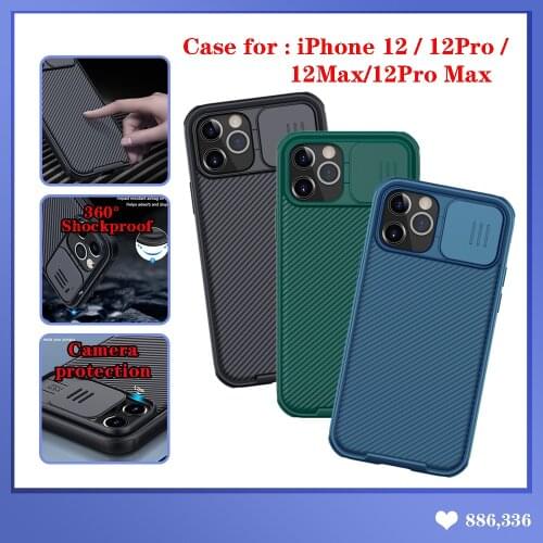 NILLKIN Blue Shockproof Camera Protect Green Privacy Clean Back Cover Case For iPhone12 12Pro 12Max 12ProMax Black
