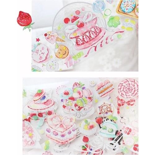 Lovely Strawberry Cake Clear PET Tape for Card Making DIY Scrapbooking Label Stickers