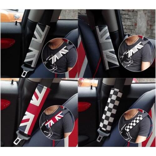 Raoping Car Seat Belt Cover Shoulder Pad For Mini Cooper Clubman Countryman R50 R56 R57 R58 R60 Carbon Fiber Leather Accessories