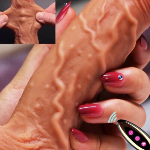 Realistic Soft Penis Big Dildo for Woman Roller Ball Retractable Dildo Vibrator 9 Frequency Heating Swing Penis Lesbian Sex Toys