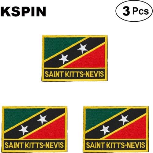 Saint Kitts Rectangular Shape Flag patches embroidered flag patches national flag patches for clothing DIY Decoration