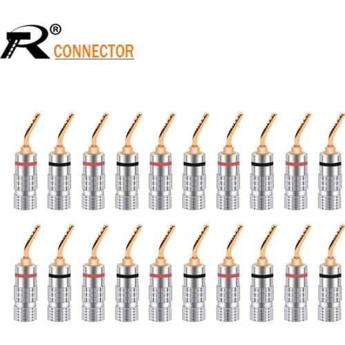 20PCS 2mm Banana Plug Gold Plated Speaker Cable Pin Angel Wire Screws Lock Connector For Musical HiFi Audio PIN Plug