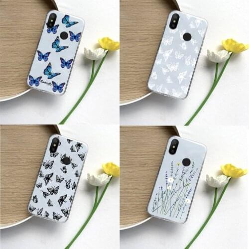 Silicone Soft Case for Xiaomi Redm Note 10 9 8 7 Pro 9S 8T 7A 9A 8A 6A Mi 11 10T Pro lite Cute Butterfly Flower Clear Cover