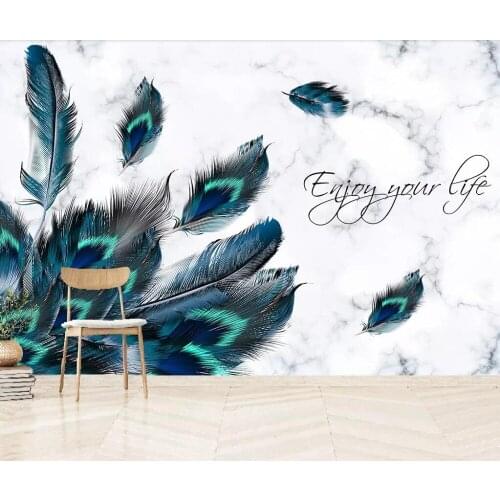 Nordic modern simple feather jazz white marble looking at the background wall