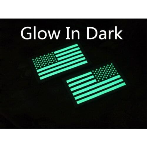 Glow In Dark Reverse USA AMERICA FLAG US REVERSED PATCH RIGHT ARM LEFT US Army Navy Air Force USN SEAL UNIFORM Patch BADGES
